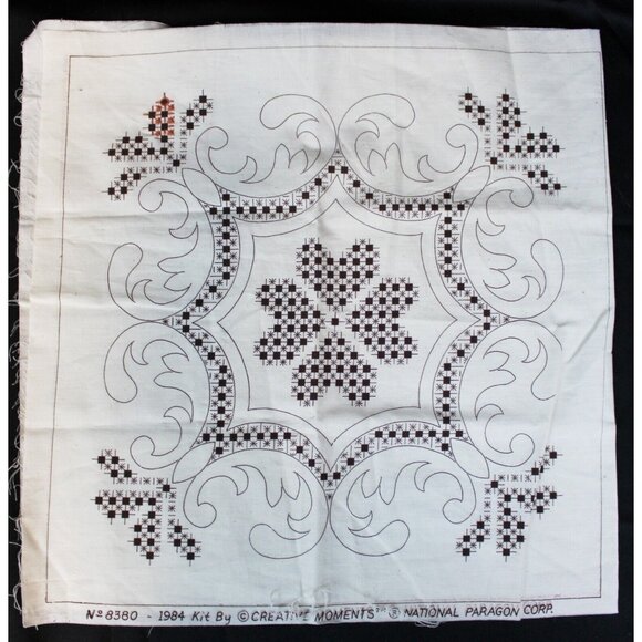 Vtg Paragon's Creative Moments Embroidery Heart Unfinished Handkerchief Panel - Picture 1 of 16